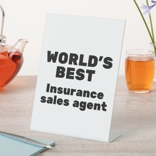 World's Best Insurance Sales Agent Reclamebord Met Voetstuk (Insitu)