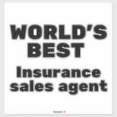 World's Best Insurance Sales Agent Sticker (Vel)