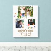 World's Best Mam Flowers Moederdag 3 Foto Canvas Afdruk (Insitu (Houten vloer))