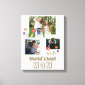 World's Best Mam Flowers Moederdag 3 Foto Canvas Afdruk (Voorkant)