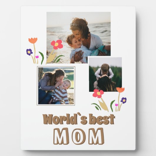 World's Best Mam Flowers Moederdag 3 Foto Fotoplaat (Voorkant)