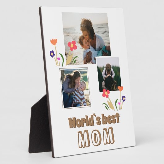 World's Best Mam Flowers Moederdag 3 Foto Fotoplaat (Zijkant)