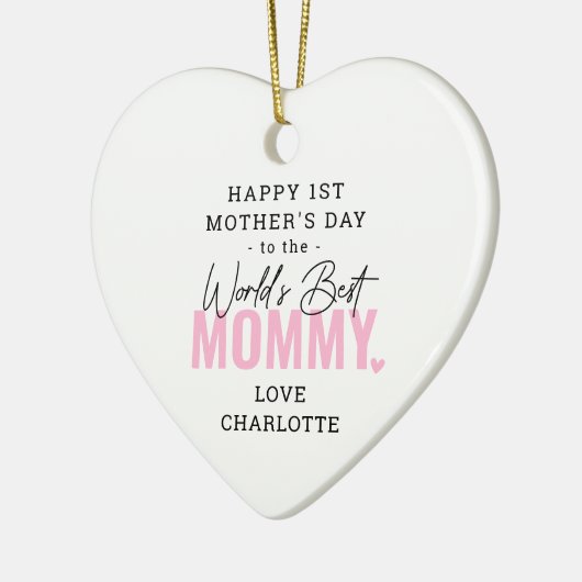 'Worlds Best MMammie' 1ste Moederdag keepomwille Keramisch Ornament (Links)