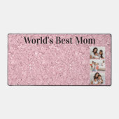 World's Best Mom Blush Pink Gemstone 3 Photo Bureaumat (Voorkant)