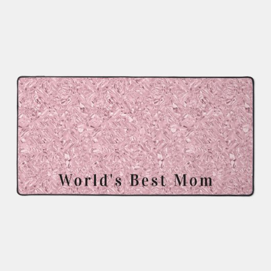 World's Best Mom Blush Pink Gemstone Modern Text Bureaumat (Voorkant)