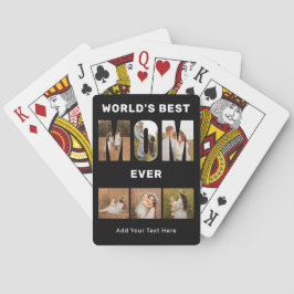 World's Best Mom Custom 6 Photo Black Pokerkaarten
