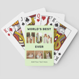World's Best Mom Custom 6 Photo Green Pokerkaarten