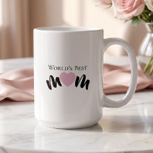 Worlds Best Mom Cute Heart White Elegant