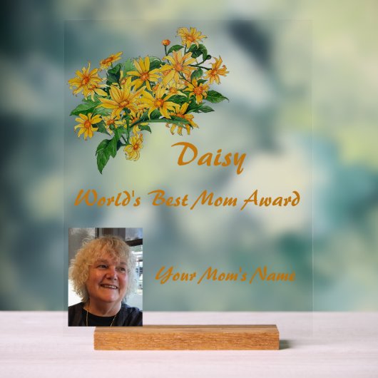 World's Best Mom Daisy Award Acryl Bord (Neutraal)