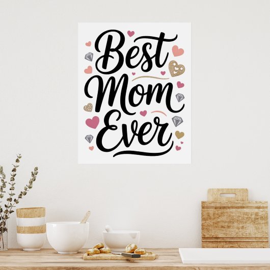 World's Best Mom Diamonds Personalized Poster (Keuken)