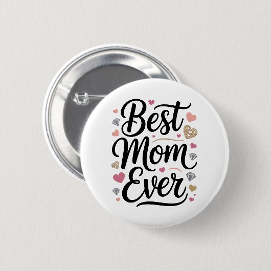 World's Best Mom Diamonds Ronde Button 5,7 Cm (Voorkant /achterkant)