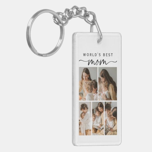 World's Best Mom Photo Collage Script Keepsake Sleutelhanger (Voorkant Links)