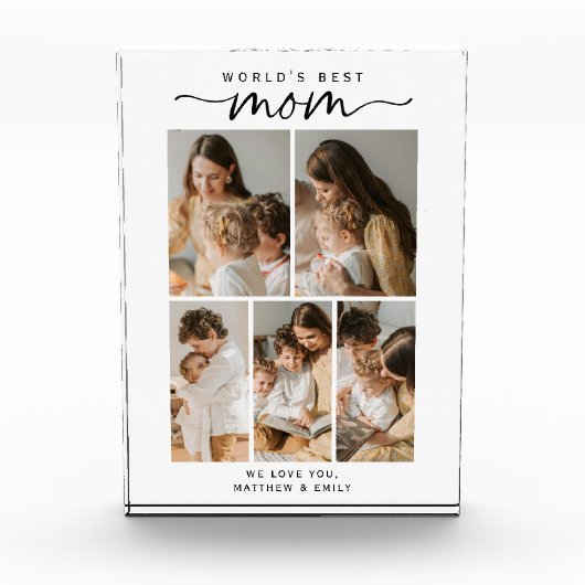 World's Best Mom Photo Collage Script Photo Block Fotoblokken (Voorkant)
