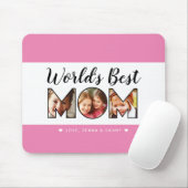 World's Best Mom Quote 3 Photo Collage Pink Muismat (Met muis)