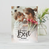 Worlds Best Mommy Photo with White Writing Feestdagenkaart (Staand voorkant)