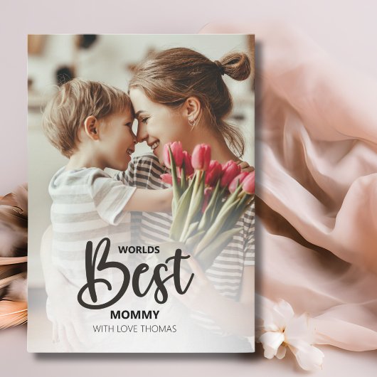 Worlds Best Mommy Photo with White Writing Feestdagenkaart