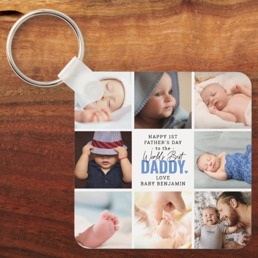 'Worlds Best Papa' 1st Vaderdag Keepomwille Sleutelhanger (Voorkant)