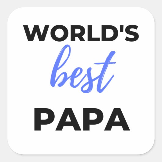 World's Best Papa Bl Vierkante Sticker (Voorkant)