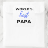 World's Best Papa Bl Vierkante Sticker (Tas)