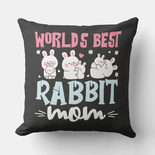 World's Best Rabbit Mom Decorative Throw Pillow Kussen (Voorkant)
