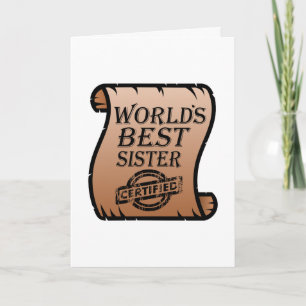 World's Best Sister Funny Certificate Kaart