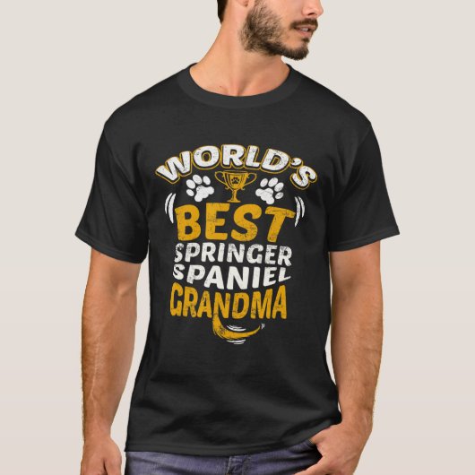 Worlds Best Springer Spaniel Grandma Granddog T-shirt (Voorkant)
