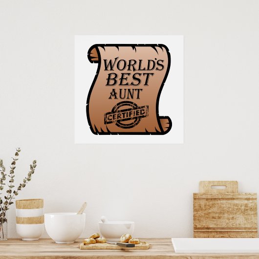 World's Best tante Certified Certificate Funny Poster (Keuken)