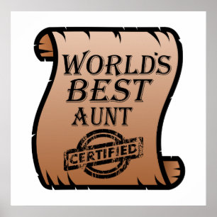 World's Best tante Certified Certificate Funny Poster