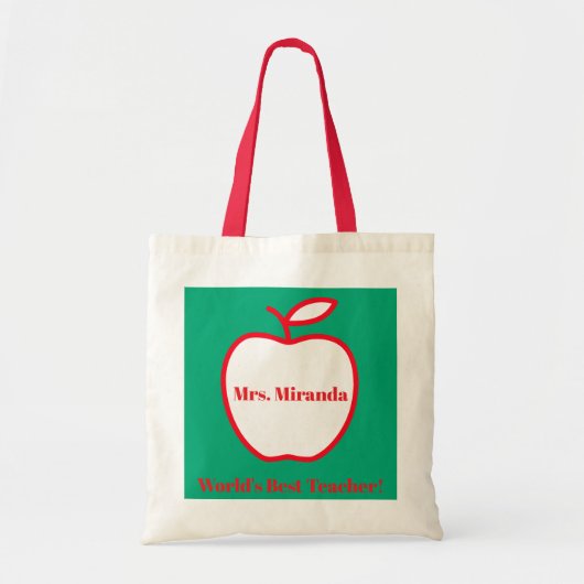 World's Best Teacher (green) Tote Bag (Voorkant)