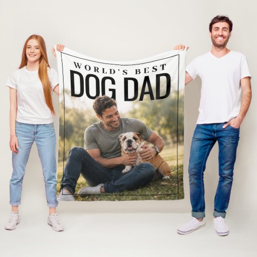World's Beste Hond Papa FotoPop Fleece Deken (In situ)