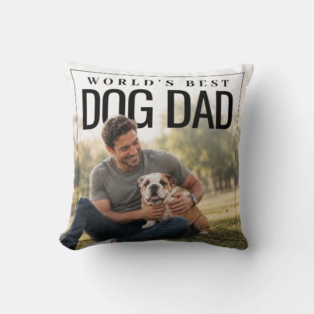 World's Beste Hond Papa FotoPop Kussen (Voorkant)