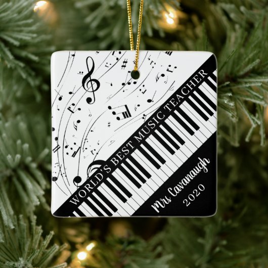 WORLDS BESTE MUSIC-TEACHER Pianotoetsenbord Keramisch Ornament (Boom)