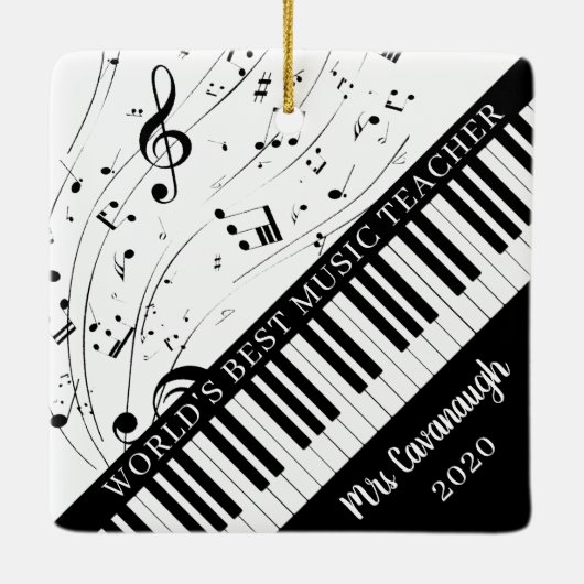WORLDS BESTE MUSIC-TEACHER Pianotoetsenbord Keramisch Ornament (Achterkant)