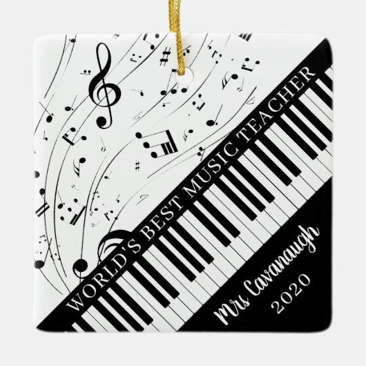 WORLDS BESTE MUSIC-TEACHER Pianotoetsenbord Keramisch Ornament (Voorkant)
