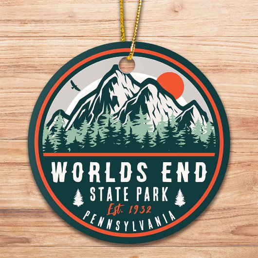 Worlds End State Park Pennsylvania Retro Sunset Keramisch Ornament