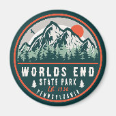 Worlds End State Park Pennsylvania Retro Sunset Magneet (Voorkant)