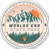 Worlds End State Park Pennsylvania Retro Sunset Sticker (Voorkant)