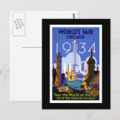 "World's Fair, Chicago 1934" Vintage Briefkaart (Voorkant / Achterkant)