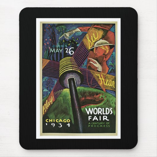 "World's Fair, Chicago, 1934" Vintage Muismat (Voorkant)