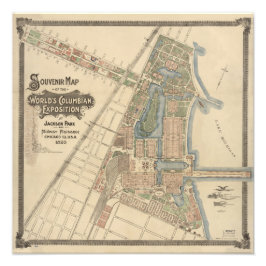  World's Fair Chicago Souvenir Map, 1893 Foto Afdruk