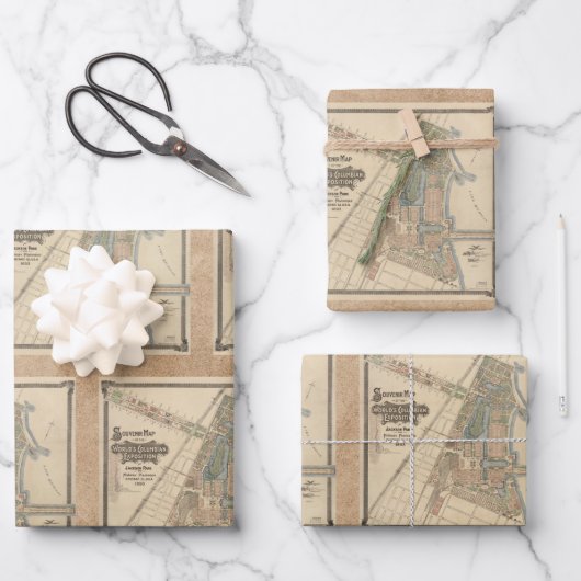  World's Fair Chicago Souvenir Map, 1893 Inpakpapier Vel (Voorkant)