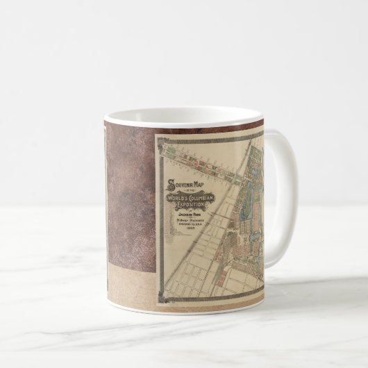 World's Fair Chicago Souvenir Map, Coffee Mok 1893 (Voorkant rechts)