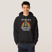 Worlds Gayest Person Proud Gay Pride Month Rainbow Hoodie (Voorkant volledig)