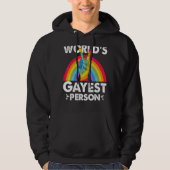 Worlds Gayest Person Proud Gay Pride Month Rainbow Hoodie (Voorkant)
