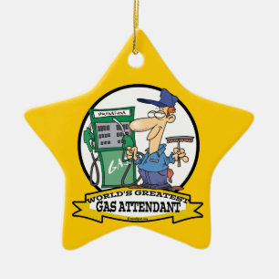 WORLDS GREATEST ATTENDANT II CARTOON KERAMISCH ORNAMENT