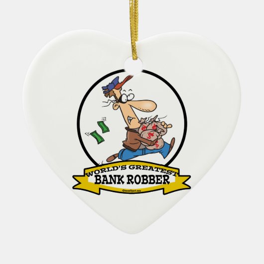 WORLDS GREATEST BANK ROBBER MANNEN CARTOON KERAMISCH ORNAMENT (Voorkant)
