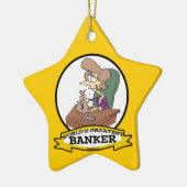 WORLDS GREATEST BANKER VROUWEN CARTOON KERAMISCH ORNAMENT (Links)