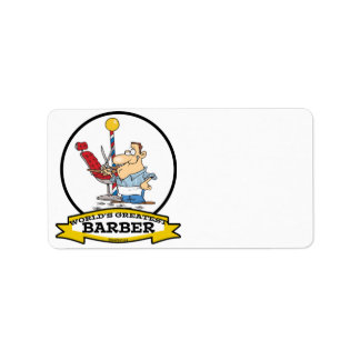 WORLDS GREATEST BARBER MANNEN CARTOON ETIKET