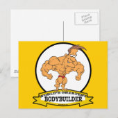 WORLDS GREATEST BODYBUILDER MANNEN CARTOON BRIEFKAART (Voorkant / Achterkant)