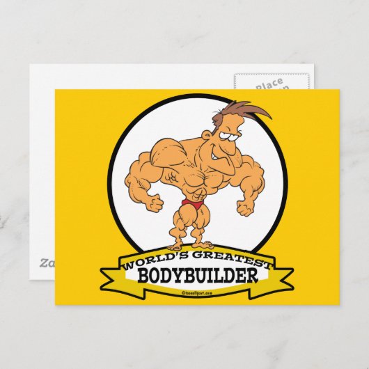 WORLDS GREATEST BODYBUILDER MANNEN CARTOON BRIEFKAART (Voorkant / Achterkant)
